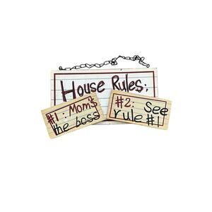 House Rules wall art decor 11 x 6 red white and black